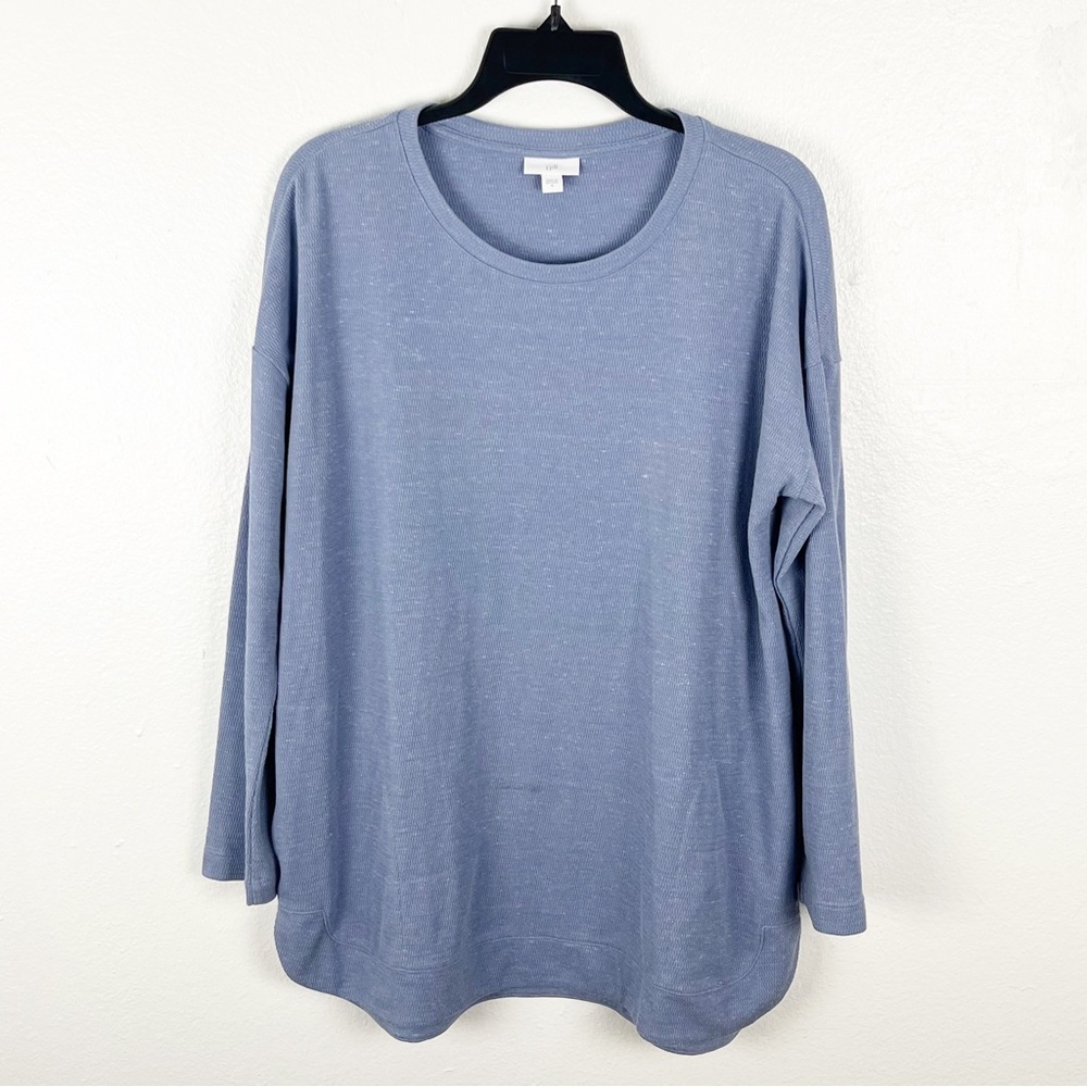 J. JILL Cotton Blend Periwinkle Long Sleeves Round Hem Tunic Top, Size Medium